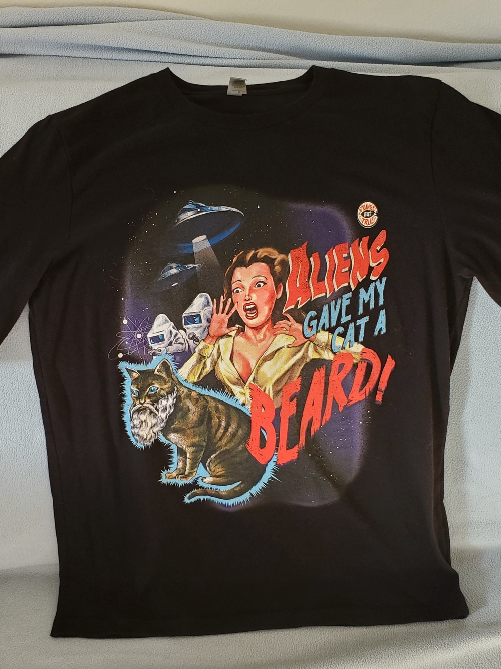 "Aliens Gave My Cat a Beard" Long Sleeve Tee